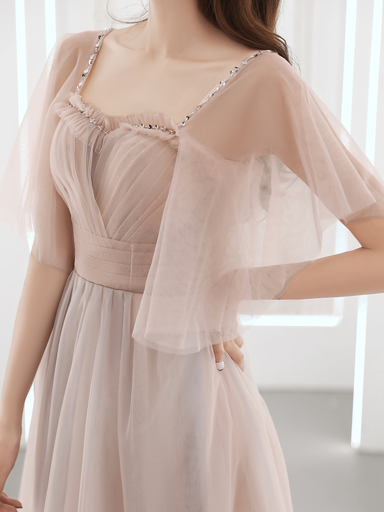 Pink Flowers Tulle Off Shoulder Party Dress, Pink Tulle Sweet 16 Dress