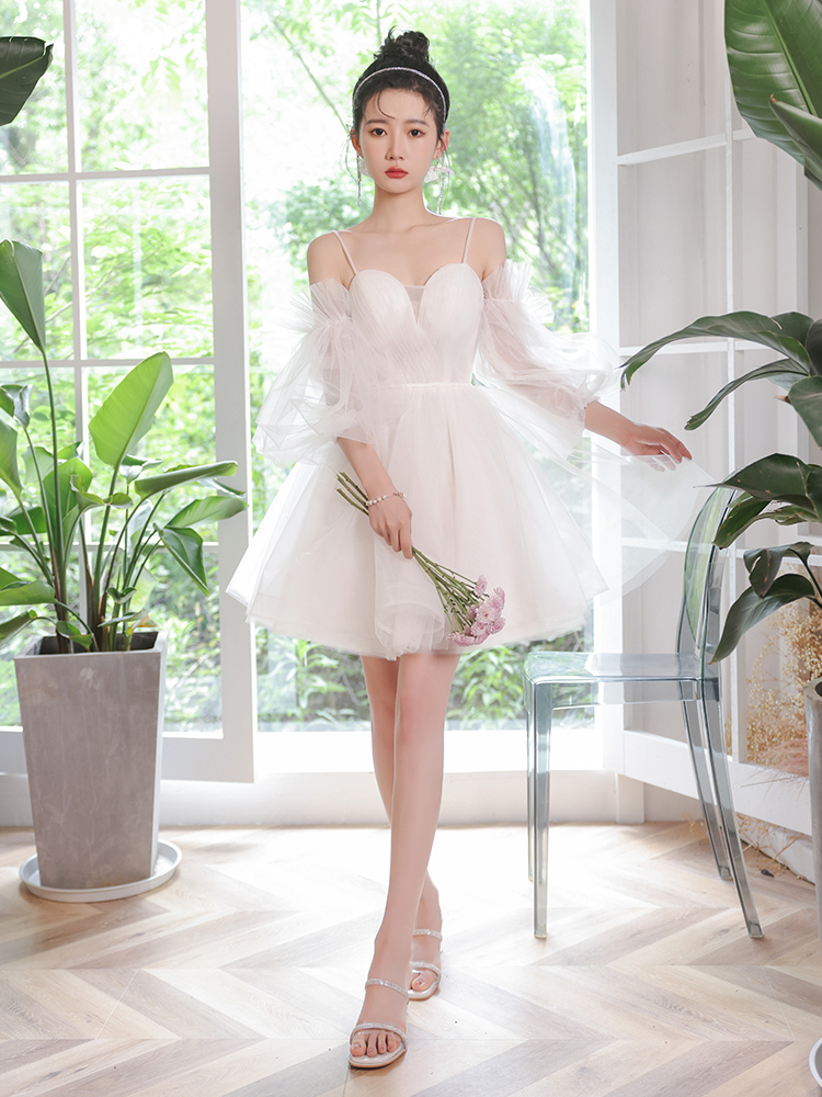 Cute White Tulle Short Sweetheart Party Dress, White Homecoming Dresses