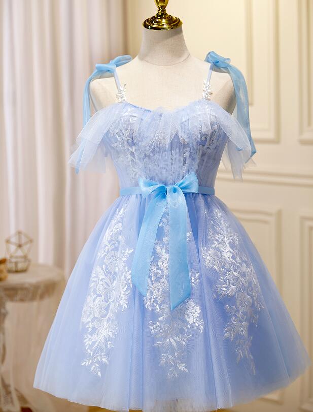 Cute Blue Short Party Dress Homecoming Dress, Blue Formal Dresses