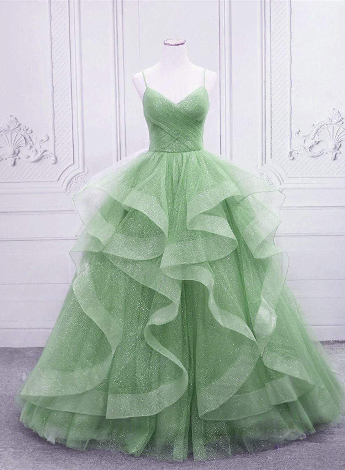 Green Tulle Long Formal Dress Party Dress, Green Evening Dress