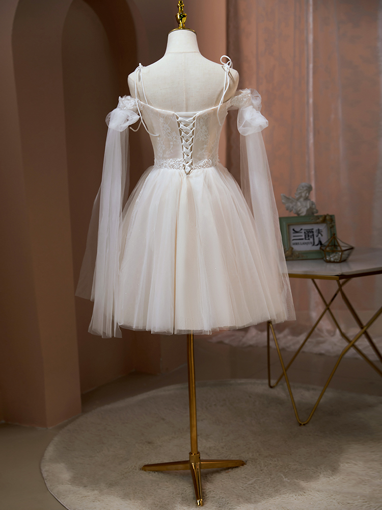 Cute Short Tulle With Lace Party Dress c3172