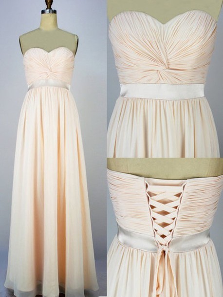 Elegant Chiffon Floor Length Sweetheart Prom Dress 2015, Prom Gown,bridesmaid Dresses, Wedding Party Dress, Formal Dresses