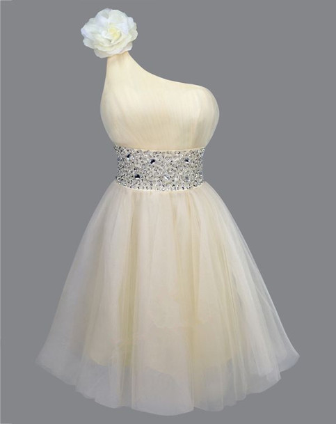 Gorgeous One Shoulder Short Homecoming Dress With Rhinestones, Short ...