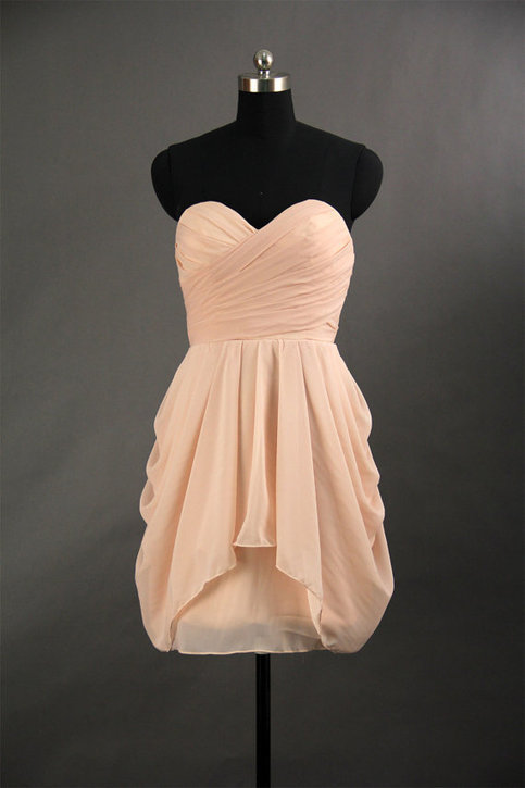 Pretty Simple Mini Sweetheart Chiffon Bridesmaid Dress, Mini Prom Dress, Graduation Dresses, Mini Formal Dress