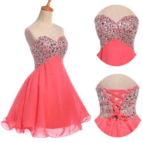 Charming and Lovely Ball Gown Chiffon Short Prom Dress 2016, Homecoming Dress 2016, Coral Prom Dress