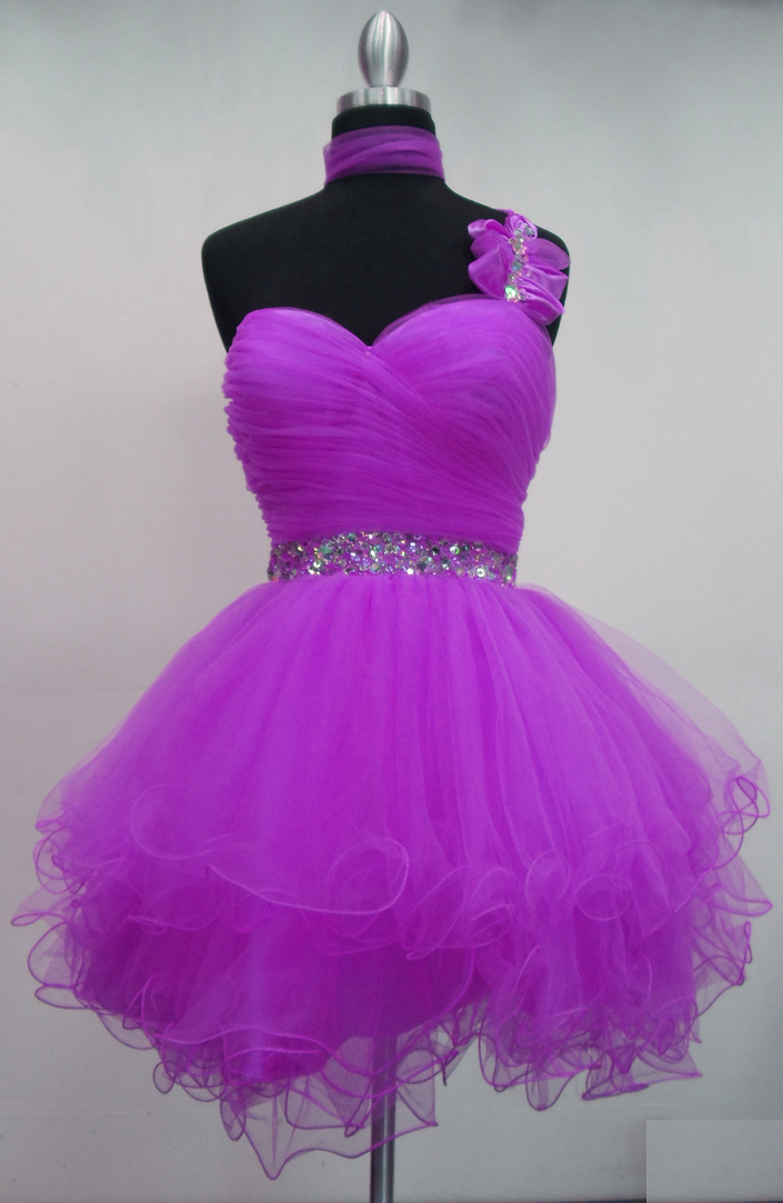 Lovely Purple Mini Tulle Ball Gown Homecoming Dresses with beadings, Handmade Mini Purple Prom Dresses, Homecoming Dresses, Graduation Dresses