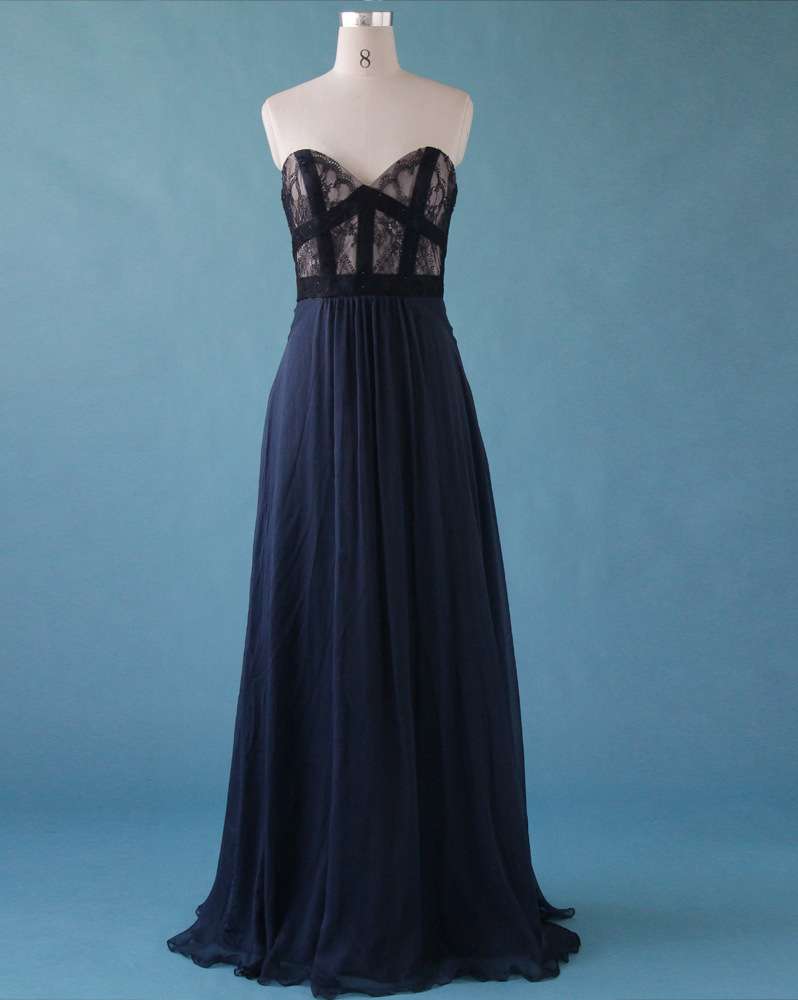 Strapless Sweetheart Corset Lace A-line Floor-length Prom Dress, Evening Dress