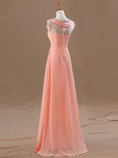 Coral A-line Floor Length Prom Dress With Round Line, Prom Dresses 2025, Evening  Dresses, Handmade F on Luulla