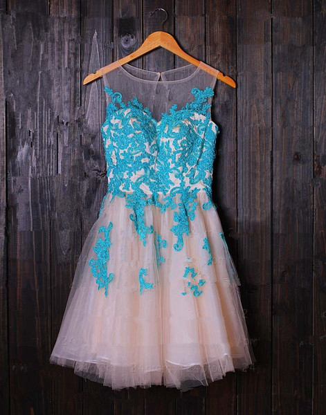Cute And Lovely Short Tulle Prom Dresses With Applieuqe, Short Prom Dresses, Prom Dresses , Homecoming Dresses
