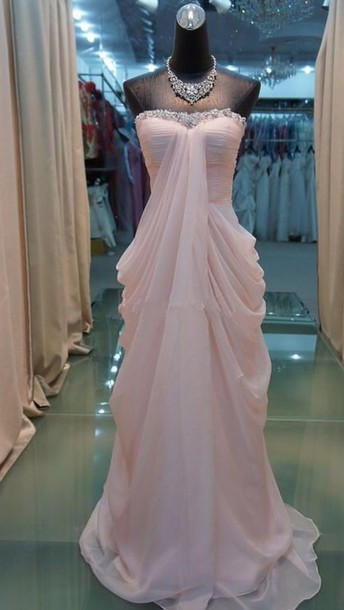 Custom Made Light Pink Chiffon Floor Length Prom Dresses , Style Prom Dresses ,pink Prom Dress, Prom Gown, Bridesmaid Dreses