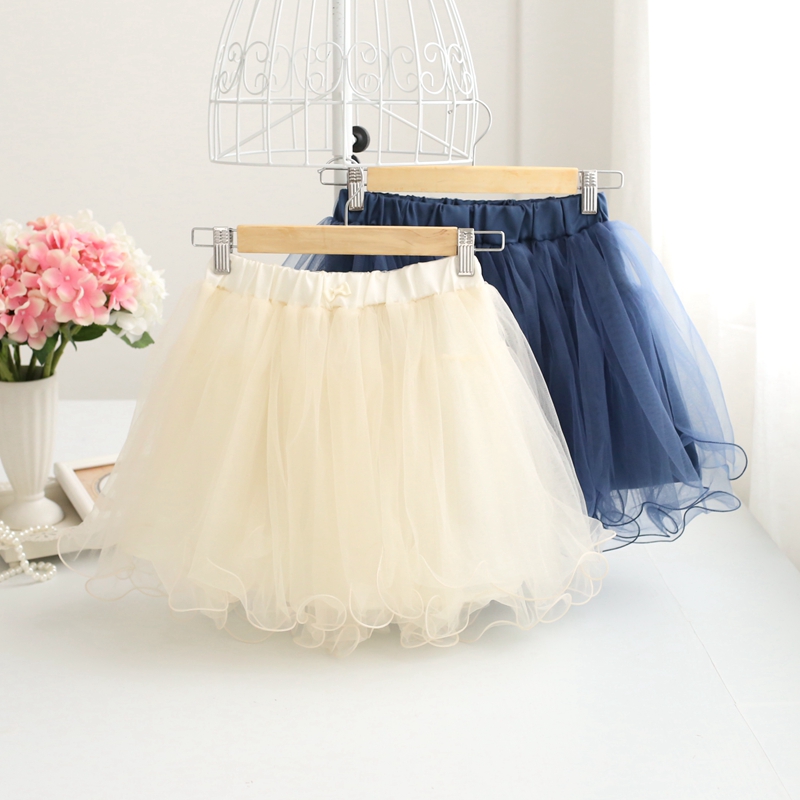 Ruffled Elastic Waistband Short Tulle Skirt - Apricot,blue