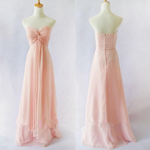 Pretty Cute And Lovely Light Pink Simple Handmade Chiffon Floor Length Prom Dresses 2015, Pink Prom Dresses, Bridesmaid Dresses