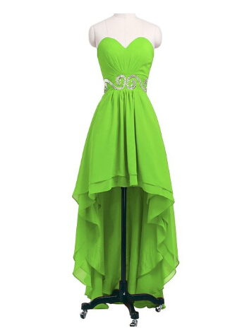 Simple And Cute High Low Green Sweetheart Chiffon Prom Dresses 2015, High Low Prom Dresses, Prom Gown, Homecoming Dresses, Graduation Dresses