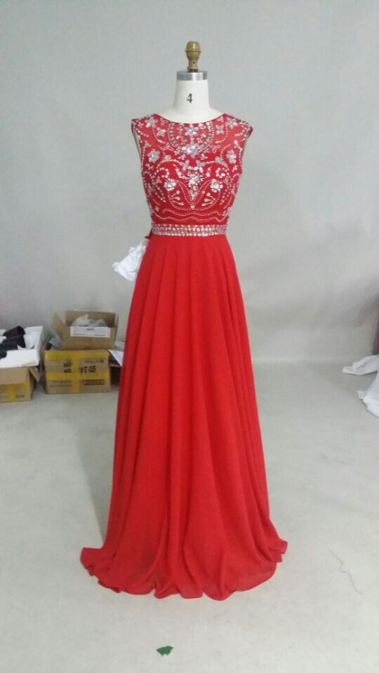 Handmade Red Beadings Long Prom Dresses 2015, Red Formal Dresses, Sparkle Red Prom Dresses, Prom Gown