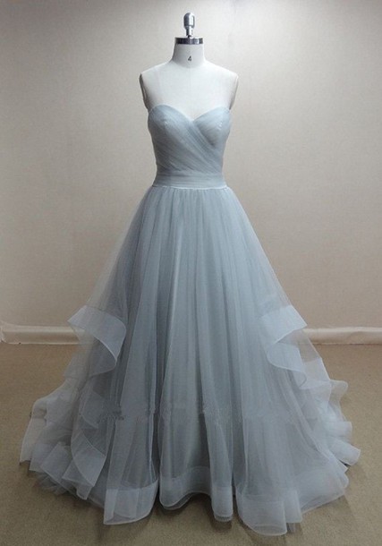 Handmade Grey Tulle Ball Gown Prom Dresses 2016,grey Prom Dresses, Formal Dresses, Graduation Dresses