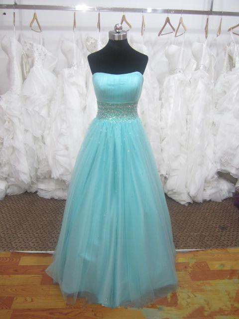 Pretty Blue Handmade Tulle Long Prom Gown 2015, Blue Prom Dresses, Formal Gown, Evening Dresses