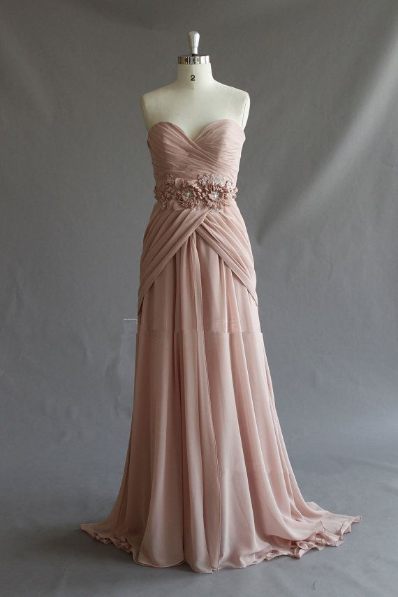Pretty Handmade Pearl Pink Sweetheart Long Prom Gown With Train, Long Prom Dresses 2015, Evening Dresses