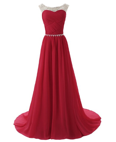 Pretty Handmade Burgundy Floor Length Prom Gown With Beadings, Prom Dresses 2017, Formal Gown