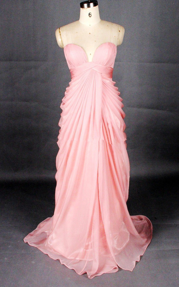 Elegant Peach Pink Sweetheart Long Prom Dresses 2015, Formal Dresses 2015, Evening Gowns, Wedding Party Dresses