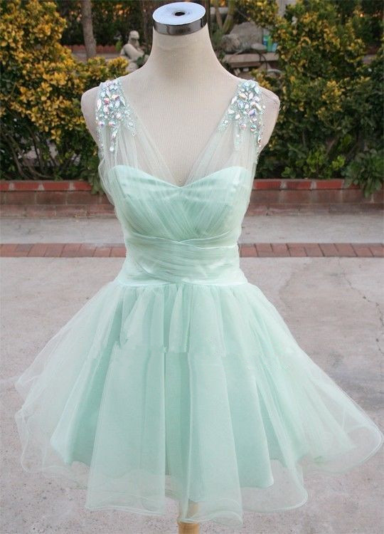 Cute Tulle Mint Prom Dress 2016, Mint Ball Gown, Short Prom Dress, Homecoming Dresses 2016, Formal Dresses
