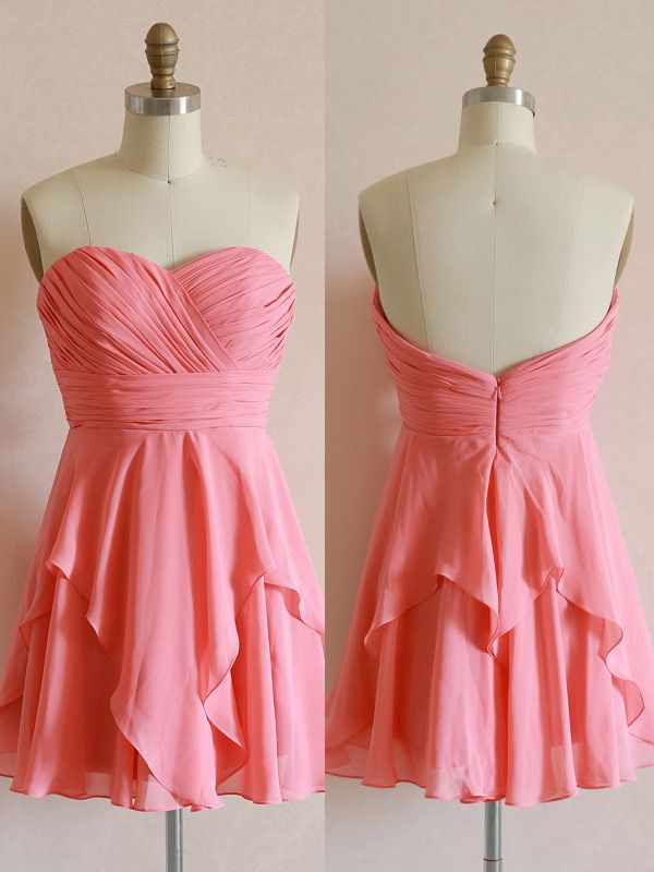 Pretty Short Pink Knee Length Prom Dresses 2015, Homecoming Dresses ...