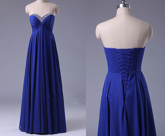 Pretty Simple Royal Blue Beaded Prom Dresses 2015, Prom Dresses, Formal Dresses, Evening Dresses