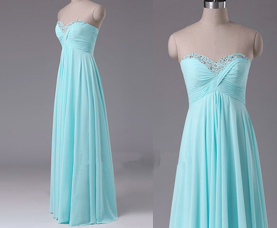 Pretty Simple Sweetheart Beadings Long Bridesmaid Dresses, Mint Prom Dresses, Simple Prom Dresses, Evening Dresses(#43 From Our Color Chart)