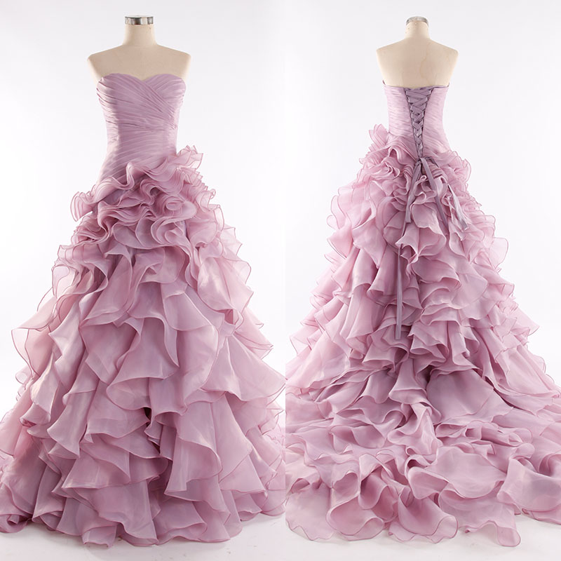 Sweetheart Ruched Layered Ruffled Long Prom, Evening Dress With Lace-up Back