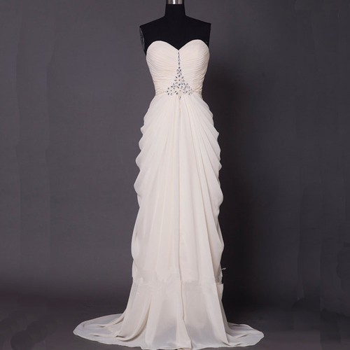 Charming Chiffon Cream Prom Gown 2016, Evening Dresses, Long Formal Gown