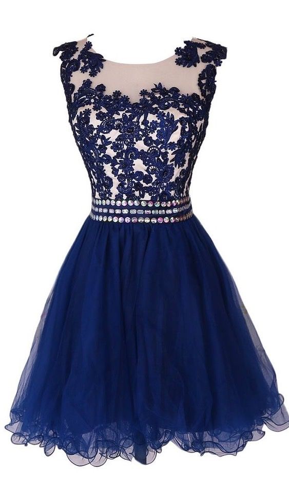 Lovely Navy Blue Short Lace Applique Prom Dresses 2016, Homecoming Dresses 2016, Short Formal Dresses