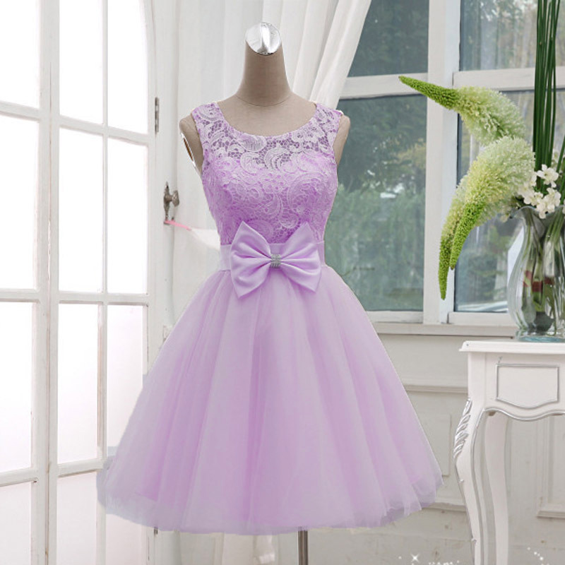 Lavender Tull Lace Short Party Dresses, Sweet 16 Dresses, Cute Short Prom Dresses