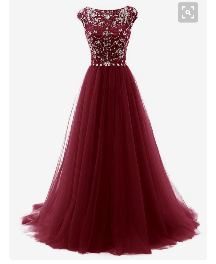 Charming Tulle Wine Red Beaded Prom Gowns, Long Party Gowns, Burgundy Formal Dresses