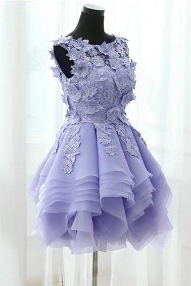 Lovely Short Party Dresses with Lace Applique, Cute Formal Dresses, Sweet 16 Party Dresses, Homecoming Dresses