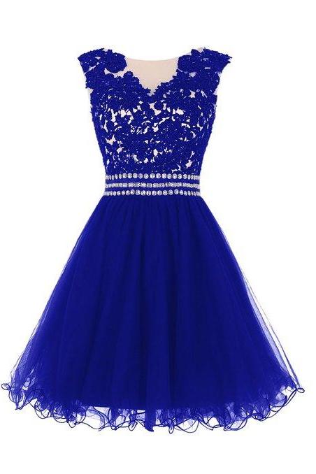 Fashionable Royal Blue Tulle Homecoming Dresses, Tulle Party Dresses, Short Prom Dresses, Handmade Formal Dresses 2017