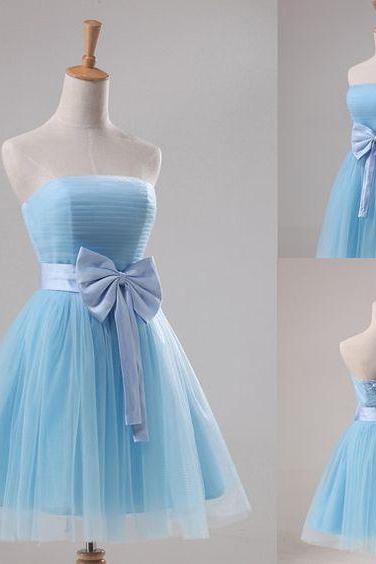 Lovely Light Blue Homecoming Dress with Bow, Cute Short Formal Dresses, Prom Dresses for Sale