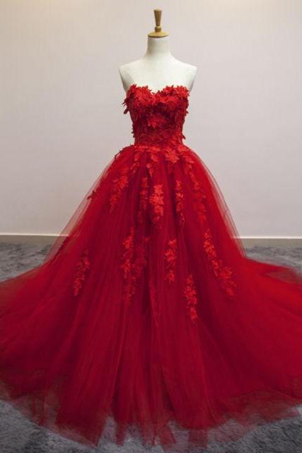 Gorgeous Sweetheart Red Long Formal Dresses, Red Party Gowns, Princess Gowns, Prom Dresses