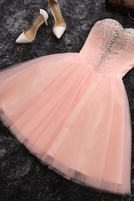 Pink Tulle Homecoming Dresses, Homecoming Dresses,short Homecoming Dresses, Prom Dresses, Juniors Homecoming Dresses