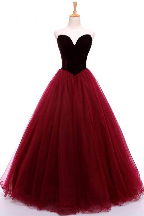 Gorgeous Tulle And Velvet Sweetheart Ball Gown Formal Dresses, Long Party Gowns, Prom Dresses