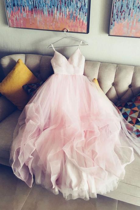 Lovely Soft Pink Sweetheart Straps Prom Gowns, Ball Gowns, Sweet Formal Dresses