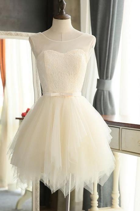 Ivory Homecoming Dress,short Prom Dresses 2017,tulle And Lace Graduation Dresses