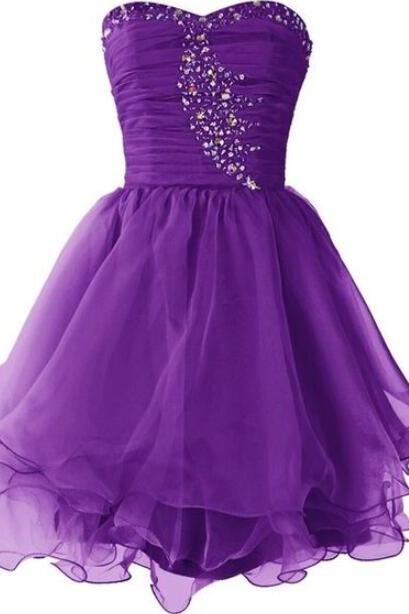 Purple Organza Homecoming Dresses, Women Short Party Dresses, Lovely Prom Dresses