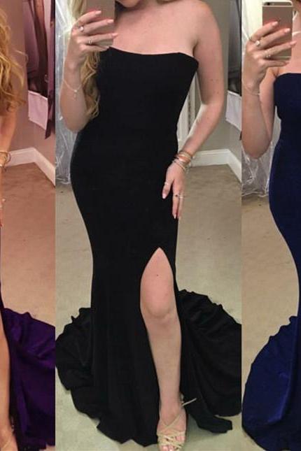 Spandex Mermaid Long Sexy Slit Forma Gowns, Elegant Evening Gowns, Prom Dresses 2018