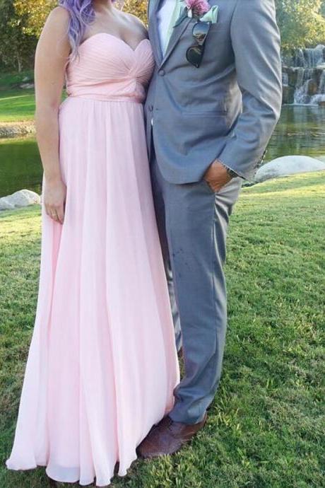 Pink Sweetheart Simple Prom Dresses 2018, Beautiful Party Gowns, Long Bridesmaid Dresses