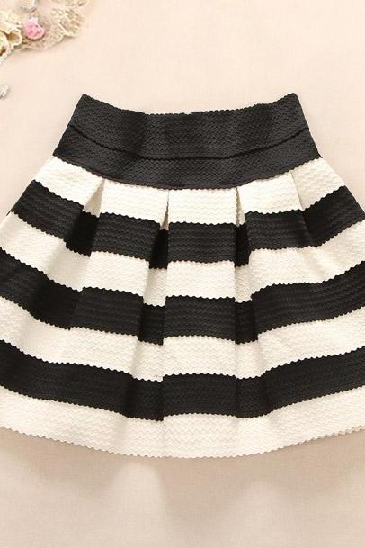 Lovely White and Black Short Autumn/Winter Skirts, Cute Women Skirts, Women Skirts 2018