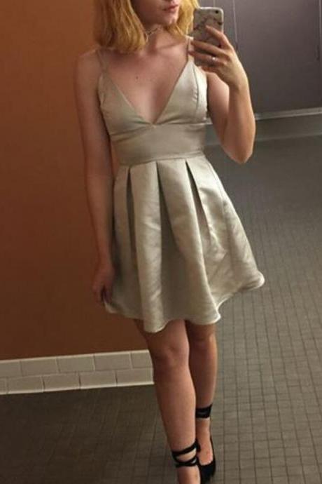 Pretty Spaghetti Straps Mini Party Dresses, Sexy Short Prom Dresses, Lovely Teen Formal Dresses