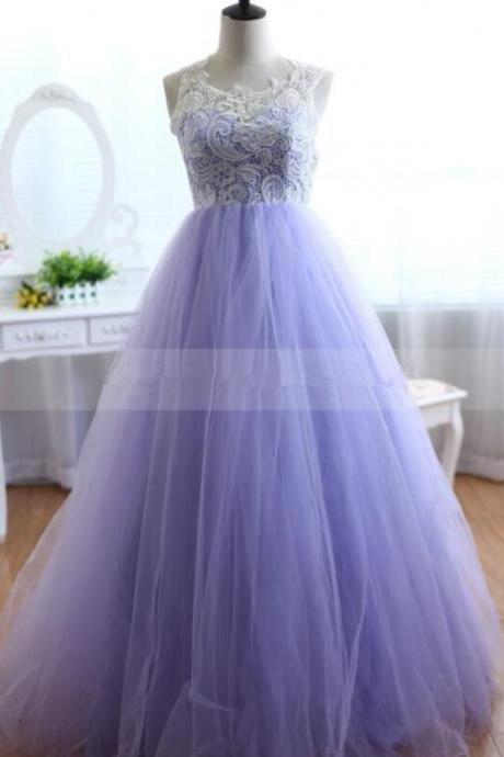 Lovely Lavender Tulle and Lace Prom Gowns, Sweet 16 Lavender Formal Dresses, Prom Dresses 2018