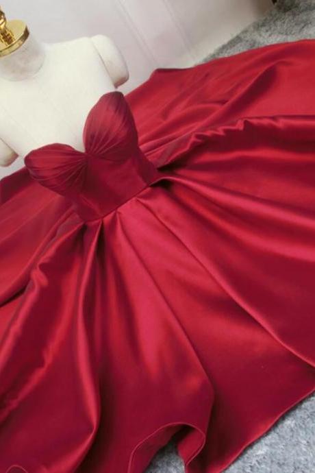 Sweetheart Dark Red High Low Formal Dress, Charming Party Dresses, Formal Gowns