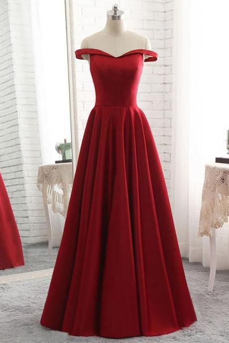 Popular Red Satin A-line Prom Gown, Red Prom Dress 2018, Formal Dresses For Women