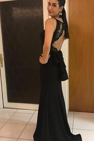 Sexy Black Long Prom Dress 2018, Mermaid Formal Dresses With Applique, Party Dresses