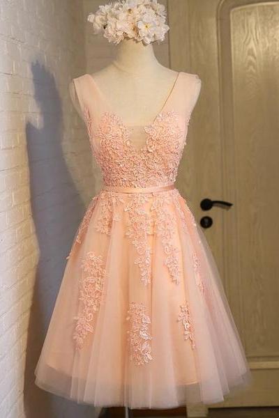 Pink Short Homecoming Dresses, Cute Knee Length Prom Dress, Bridesmaid Dresses